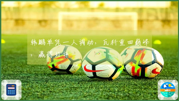 韩鹏单凭一人调动，瓦科重回巅峰，赢得好评